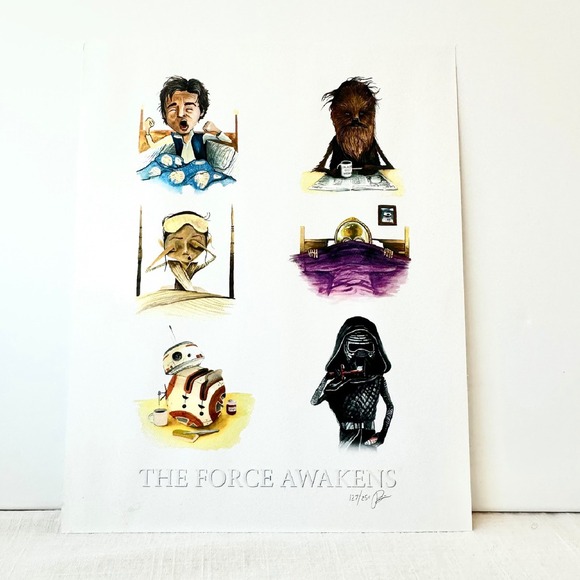 Star Wars The Force Awakens Art Print Limited Edition Decor 11 x 14 Signed Humor - Picture 1 of 6